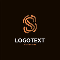 S letter golden logo abstract design on dark color background. S alphabet logo