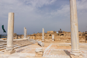 Ruins and remains of pillars in Caesarea