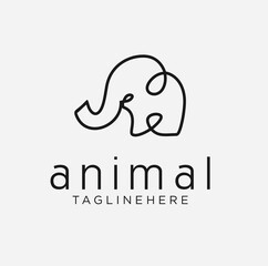 Elephant Logo mascot line art Design Vector with Modern Illustration Concept Style minimalist Mammoth Stock Vector 