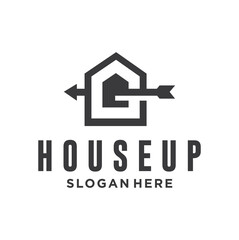 House target logo design concept template. Home and real estate property vector logo design concept inspiration with going up arrow Stock Vector