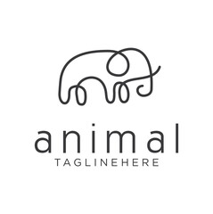 Elephant Logo mascot line art Design Vector with Modern Illustration Concept Style for Badge, Emblem and Tshirt Printing. minimalist Mammoth logo Stock Vector 