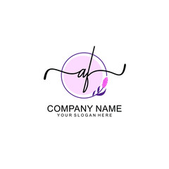 Initial AF beauty monogram and elegant logo design  handwriting logo of initial signature
