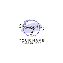 Initial AG beauty monogram and elegant logo design  handwriting logo of initial signature