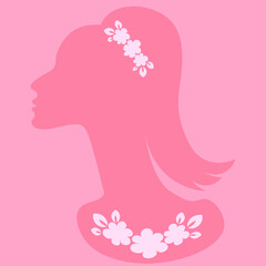 an elegant female head in profile with jewelry - a banner for advertising jewelry or a postcard. Design element