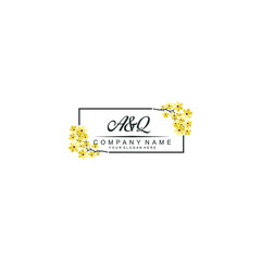 AQ Initial handwriting logo vector. Hand lettering for designs