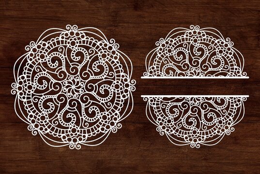 Ornamental Round Lace Doily, Mandal, Half Mandala, Vector Picture, Cutter,