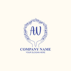 AV initial hand drawn wedding monogram logos