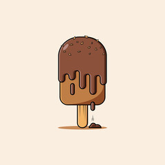 Ice cream peanut chocolate melted icon illustration