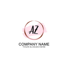 AZ Initial handwriting logo vector. Hand lettering for designs