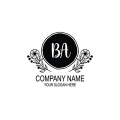 BA initial hand drawn wedding monogram logos