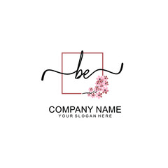 Initial BE beauty monogram and elegant logo design  handwriting logo of initial signature