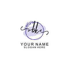 Initial BK beauty monogram and elegant logo design  handwriting logo of initial signature