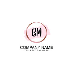 BM Initial handwriting logo vector. Hand lettering for designs