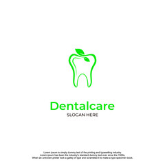 Dental Care with Green Leaf Logo Design.