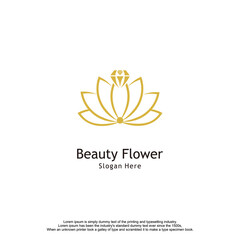 Creative Lotus Beauty Flower with Diamond Logo Design.