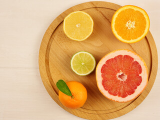 fruits on wooden background