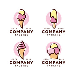 Ice cream gelato logo design template set