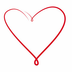 Continuous one line drawing heart isolated on white background. Red simple line. Valentine day
