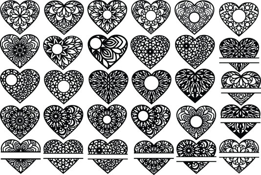 Border stencil pattern, online template store, buy vector templates for  laser cutting. Heart design lV – Laser Ready Templates
