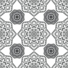Mandala black lace pattern seamless.Vector illustration. 