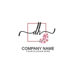 Initial DH beauty monogram and elegant logo design  handwriting logo of initial signature