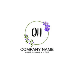 DH Initial handwriting logo vector. Hand lettering for designs