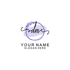 Initial DM beauty monogram and elegant logo design  handwriting logo of initial signature