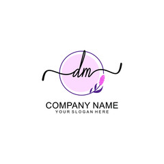 Initial DM beauty monogram and elegant logo design  handwriting logo of initial signature