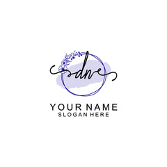 Initial DN beauty monogram and elegant logo design  handwriting logo of initial signature