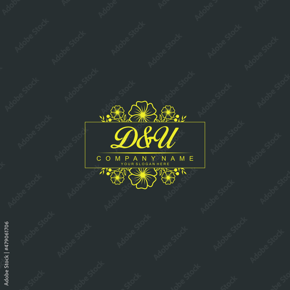 Wall mural DU Initial handwriting logo vector. Hand lettering for designs