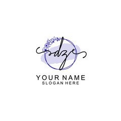 Initial DZ beauty monogram and elegant logo design  handwriting logo of initial signature