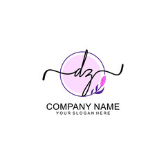 Initial DZ beauty monogram and elegant logo design  handwriting logo of initial signature