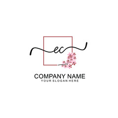 Initial EC beauty monogram and elegant logo design  handwriting logo of initial signature