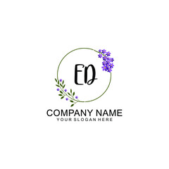 ED Initial handwriting logo vector. Hand lettering for designs