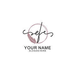 Initial EF beauty monogram and elegant logo design  handwriting logo of initial signature