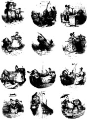 12 Satirical Vignettes From A French Book Satirizing Everyday Life