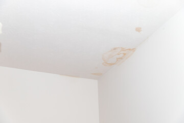 Ceiling stained from water damage