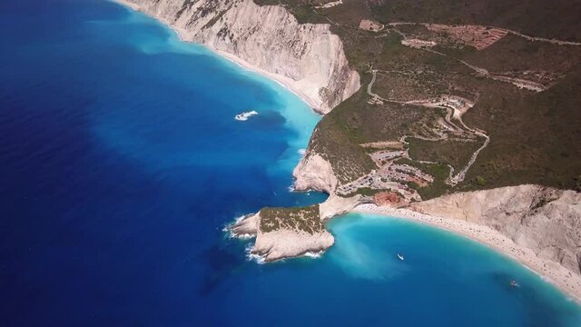 Turquoise Sea of Porto Katsiki Beach on the Mediterranean island Lefkada, Greece