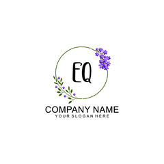 EQ Initial handwriting logo vector. Hand lettering for designs