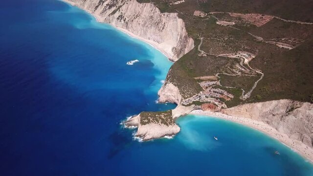 Turquoise Sea of Porto Katsiki Beach on the Mediterranean island Lefkada, Greece