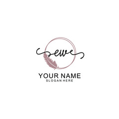 Initial EW beauty monogram and elegant logo design  handwriting logo of initial signature