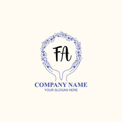 FA initial hand drawn wedding monogram logos