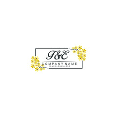 FE Initial handwriting logo vector. Hand lettering for designs