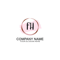FH Initial handwriting logo vector. Hand lettering for designs