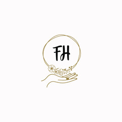 FH initial hand drawn wedding monogram logos