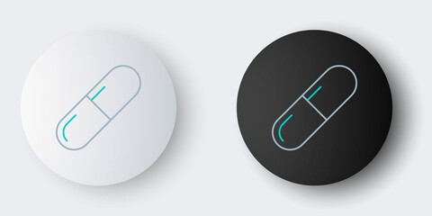 Line Medicine pill or tablet icon isolated on grey background. Capsule pill and drug sign. Pharmacy design. Colorful outline concept. Vector