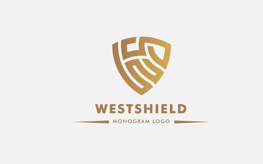 Fototapeta Premium monogram shield letter W S initials logo. Elegant shield vector logo design. usable logo for technology, cyber security,application, web icon, obraz