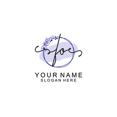Initial FO beauty monogram and elegant logo design  handwriting logo of initial signature