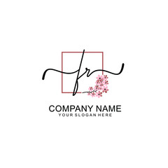 Initial FR beauty monogram and elegant logo design  handwriting logo of initial signature
