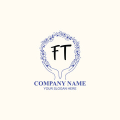FT initial hand drawn wedding monogram logos